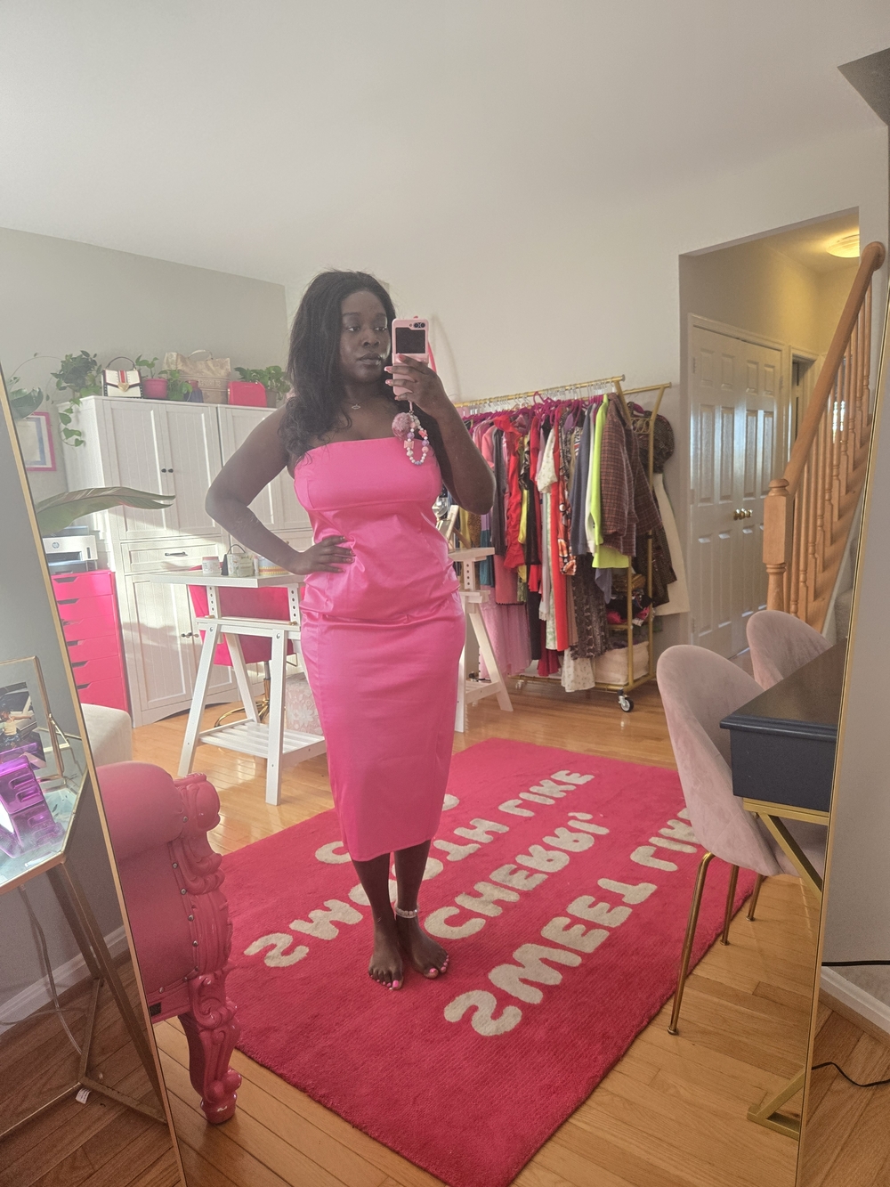 ASOS - Hot Pink Strapless Midi Dress